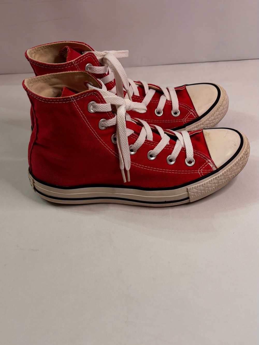 Converse High Top Canvas Sneakers in Red and White - Picture 3 of 10